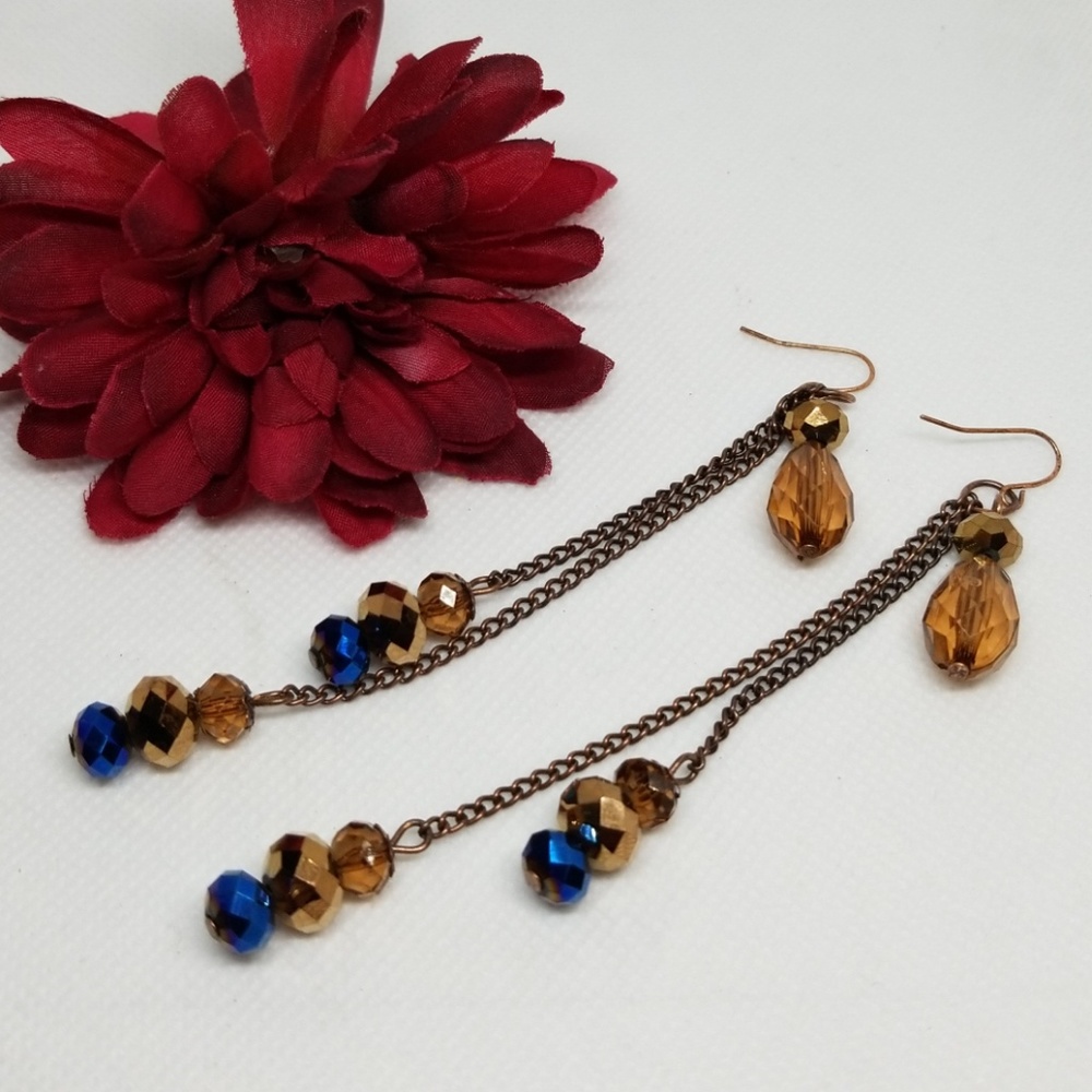 E2504 Faceted Bead Dangle Earrings - Picture 3 of 6